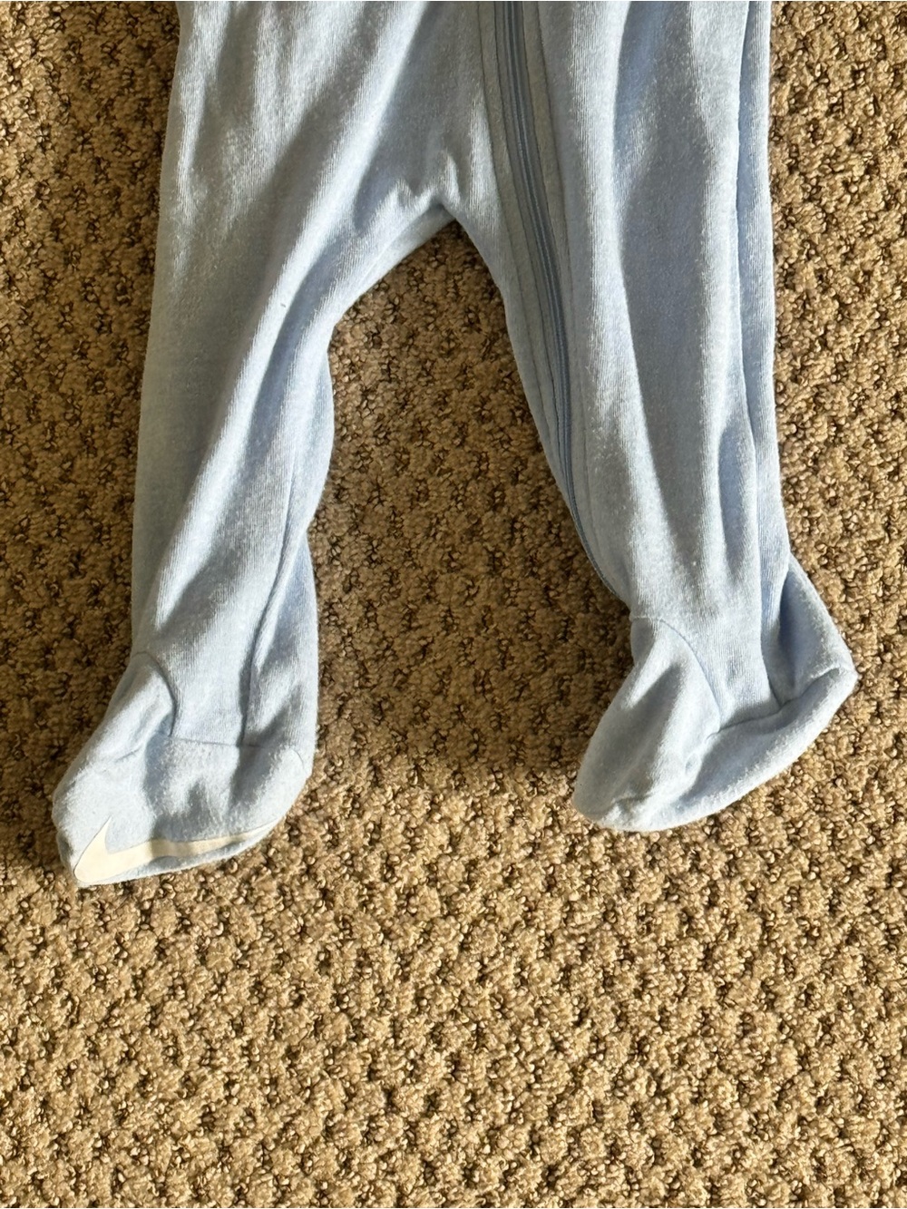Nike Light Blue Baby Footed One-Piece Zip Pajamas - Picture 3 of 4